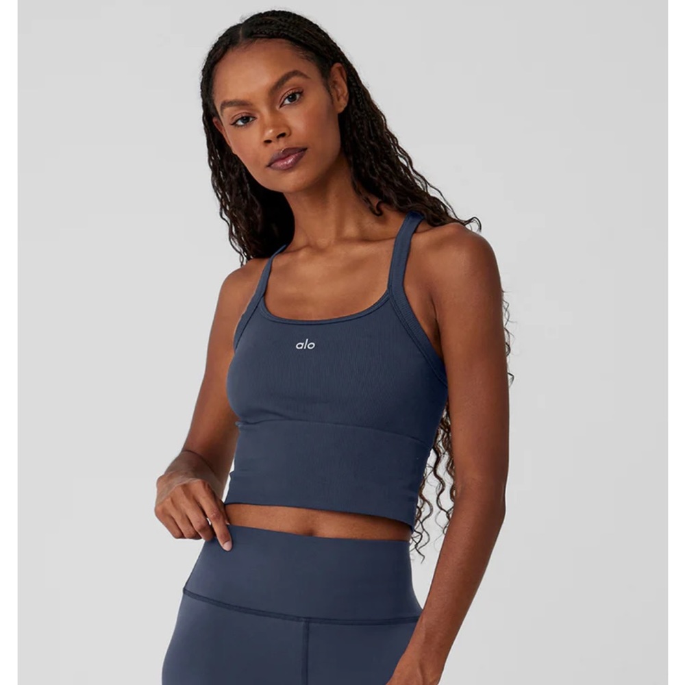 Navy alo ribbed sports bra